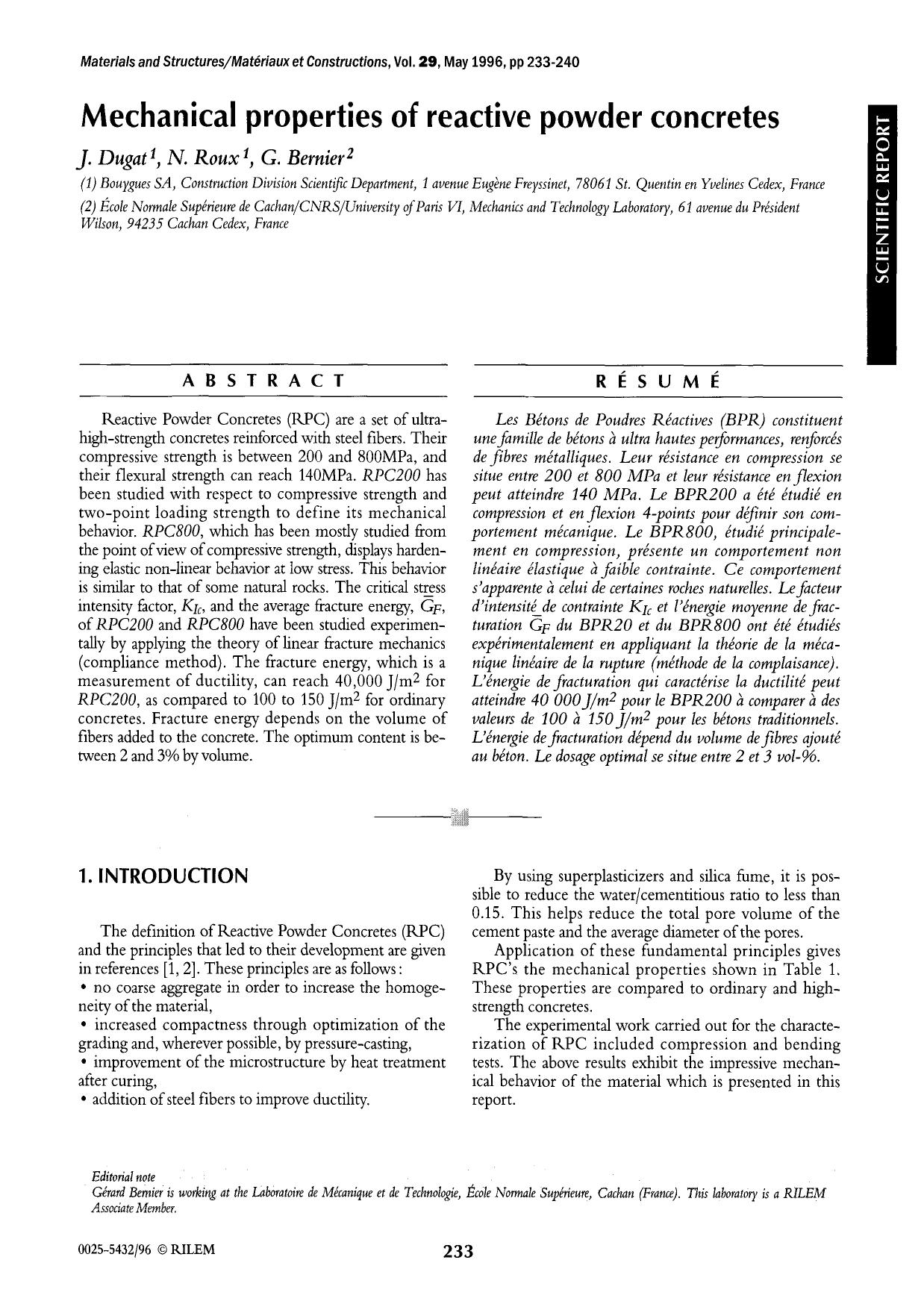 Mechanical properties of reactive powder concretes by Unknown
