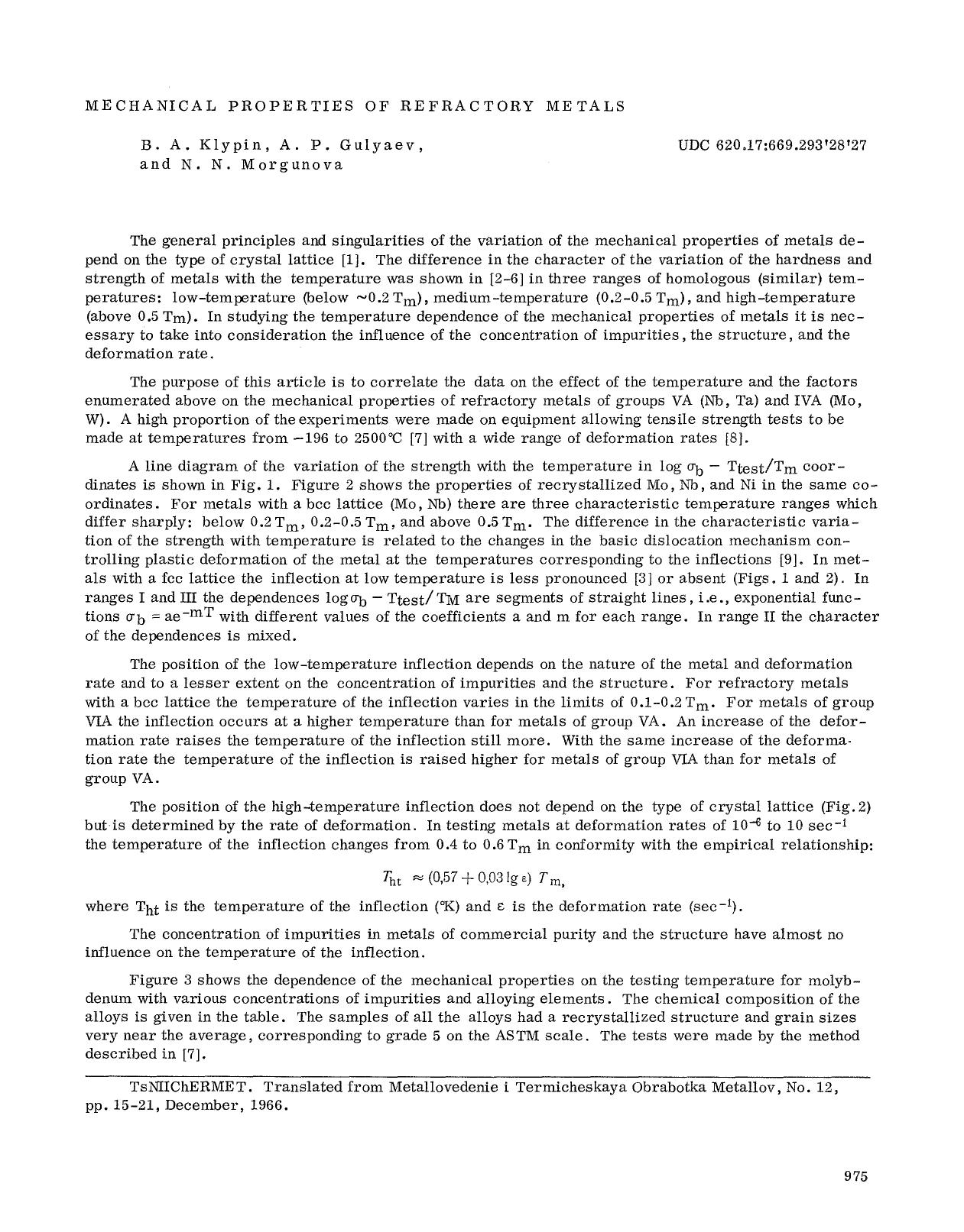 Mechanical properties of refractory metals by Unknown