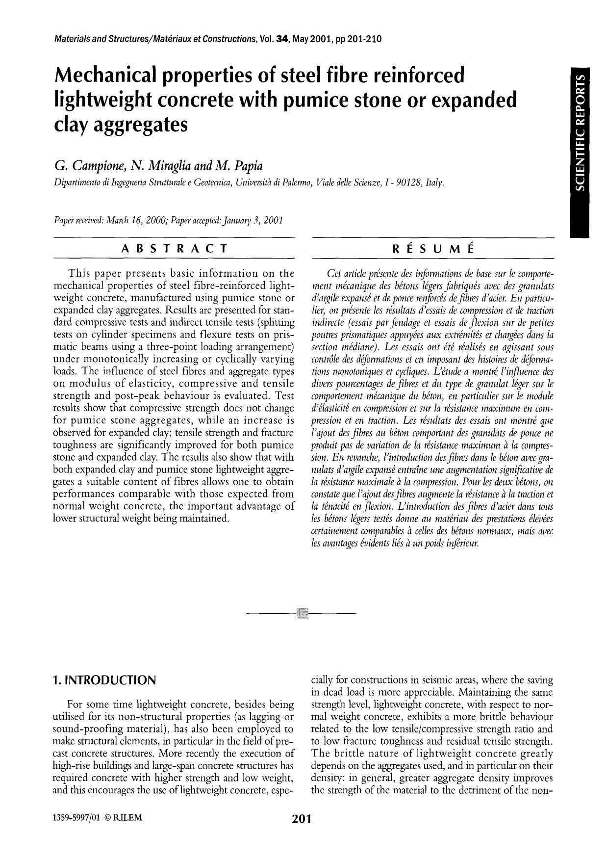 Mechanical properties of steel fibre reinforced lightweight concrete with pumice stone or expanded clay aggregates by Unknown