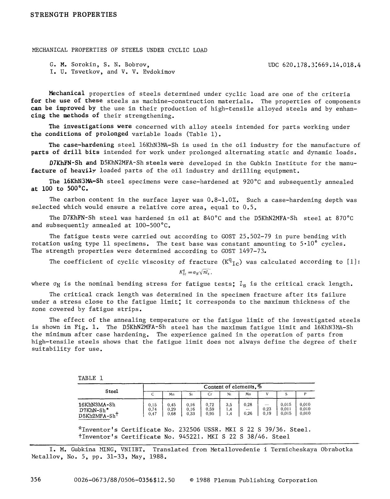 Mechanical properties of steels under cyclic load by Unknown