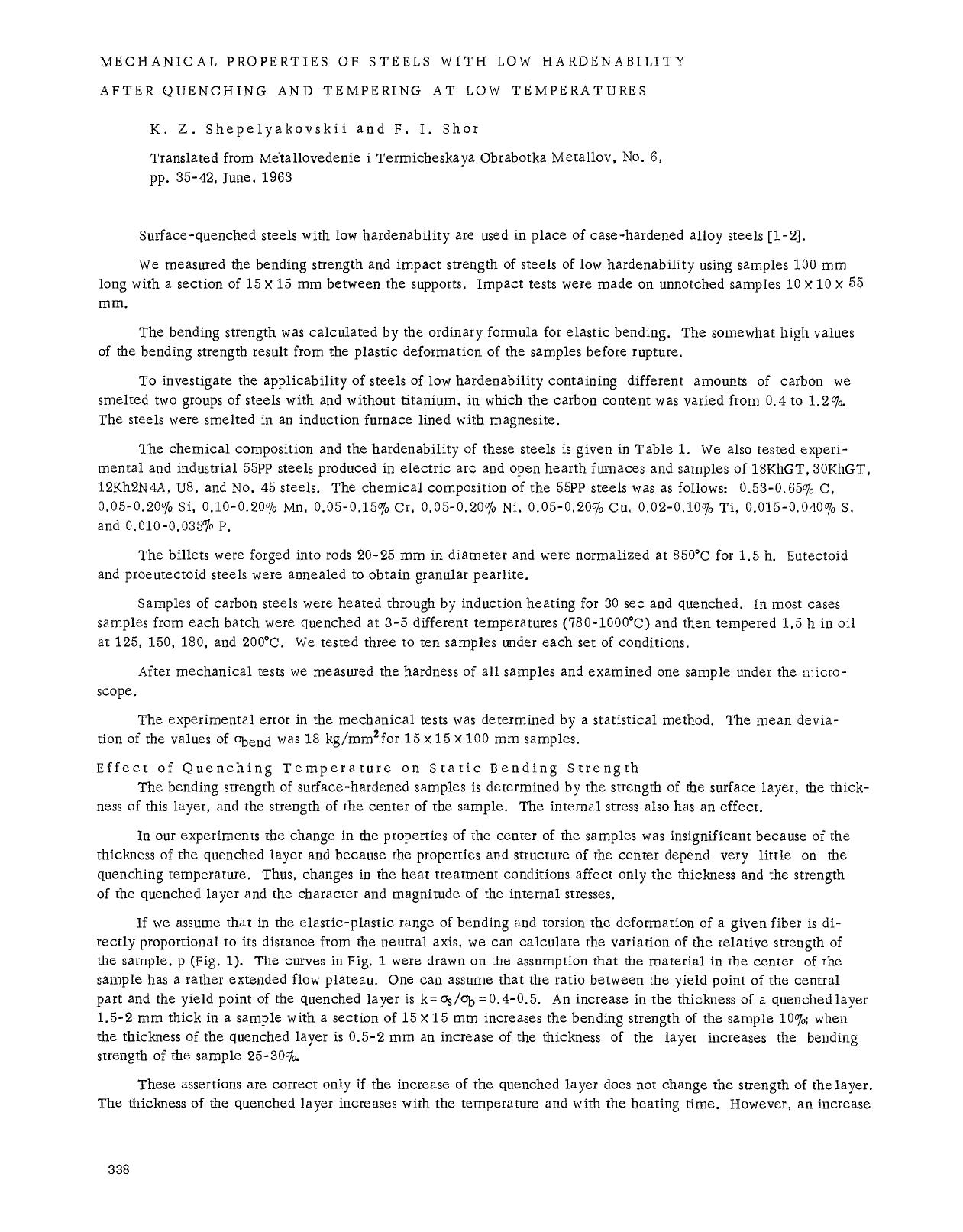 Mechanical properties of steels with low hardenability after quenching and tempering at low temperatures by Unknown