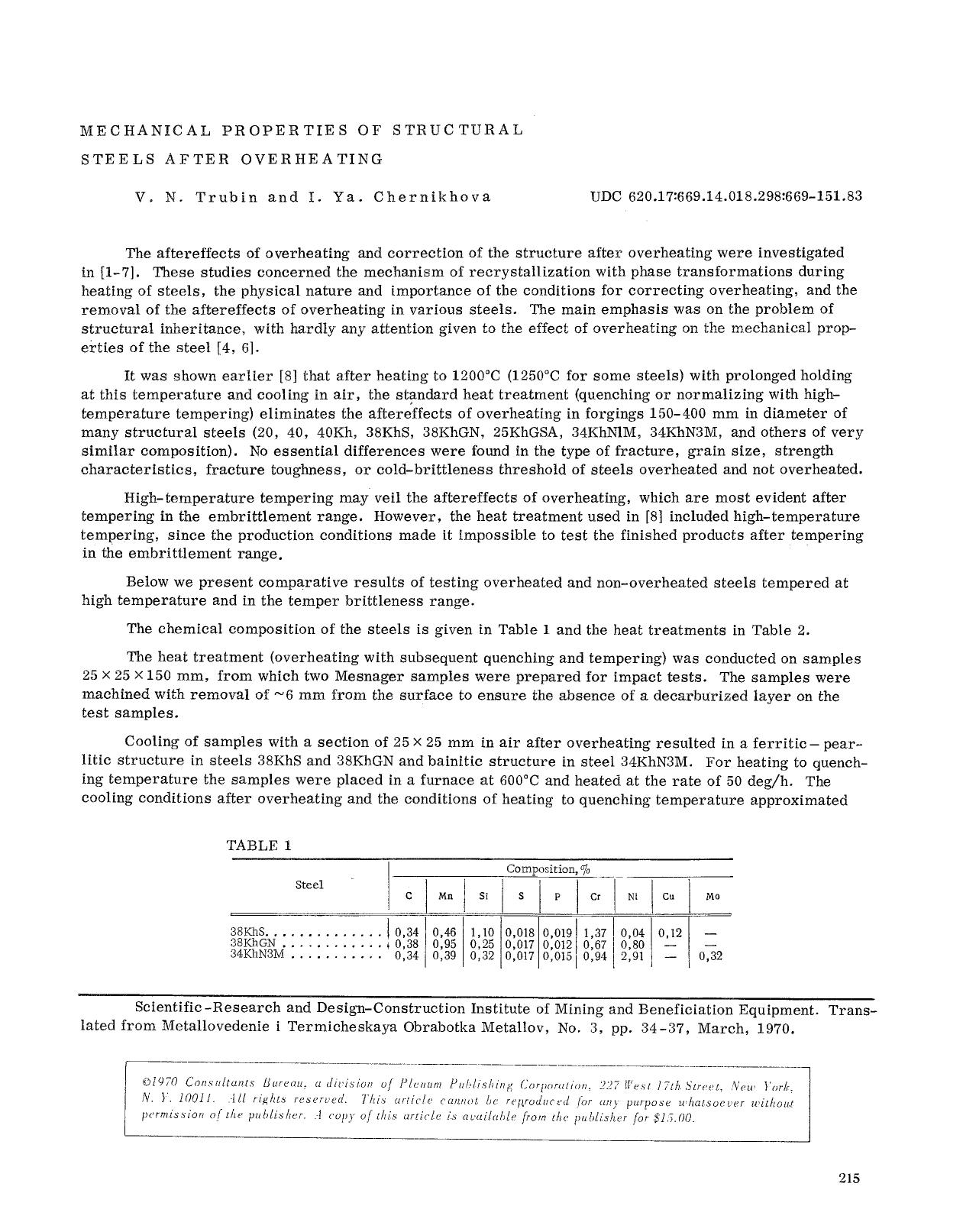 Mechanical properties of structural steels after overheating by Unknown