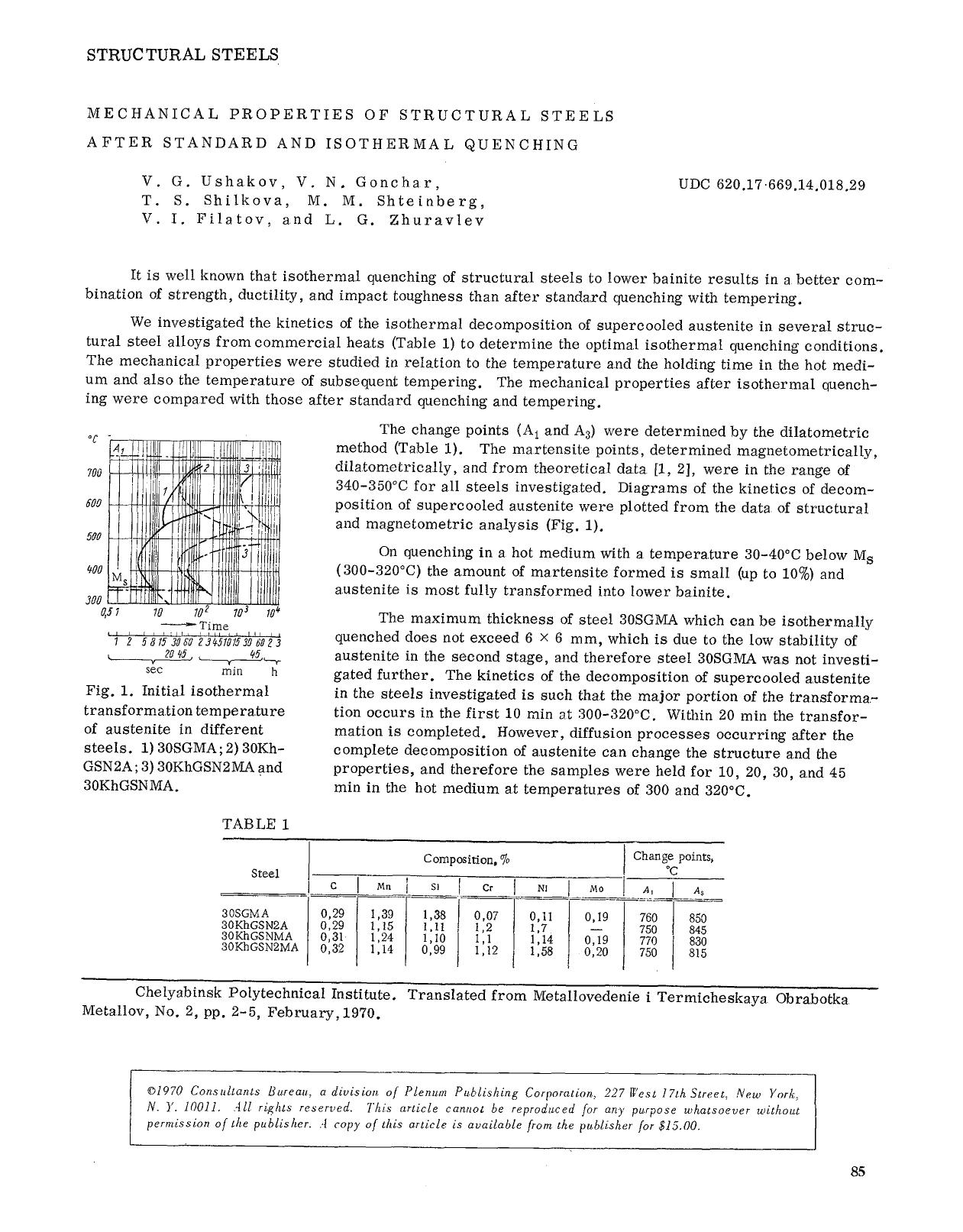 Mechanical properties of structural steels after standard and isothermal quenching by Unknown