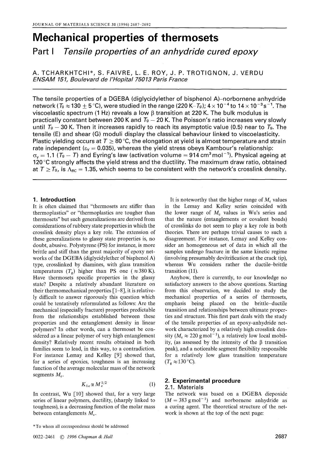 Mechanical properties of thermosets by Unknown