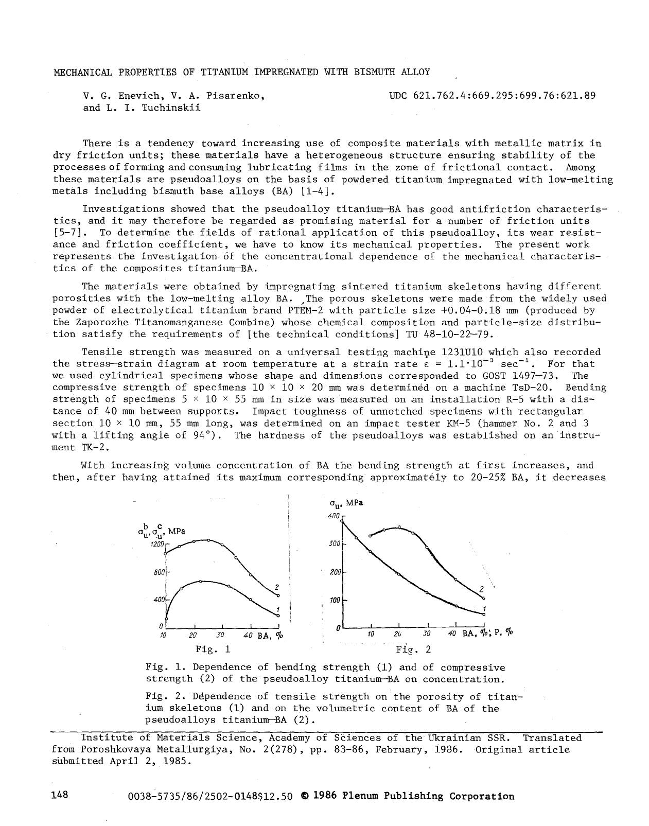 Mechanical properties of titanium impregnated with bismuth alloy by Unknown