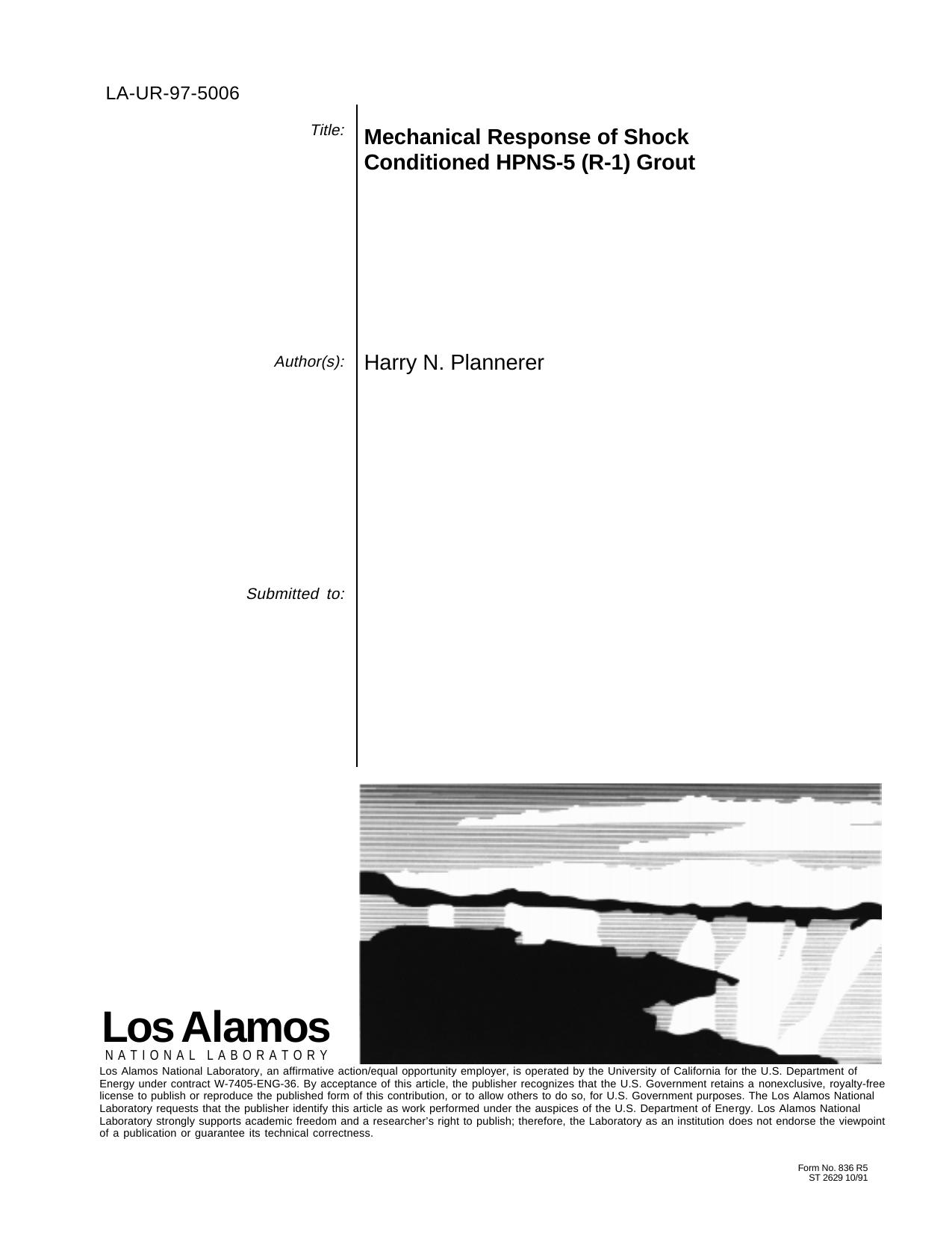Mechanical response of shock conditioned HPNS-5 (R-1) grout None by Unknown
