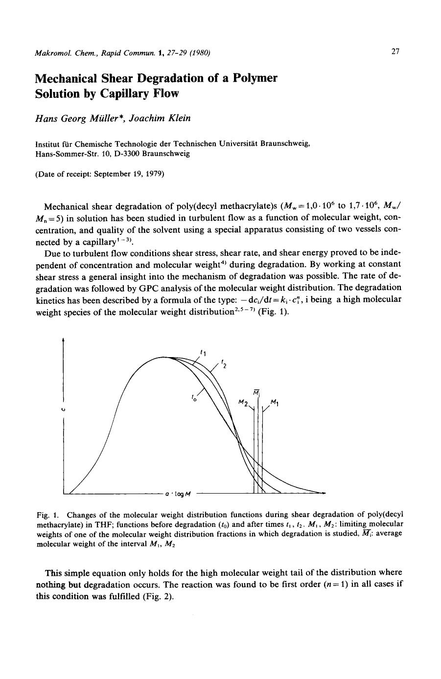 Mechanical shear degradation of a polymer solution by capillary flow by Unknown