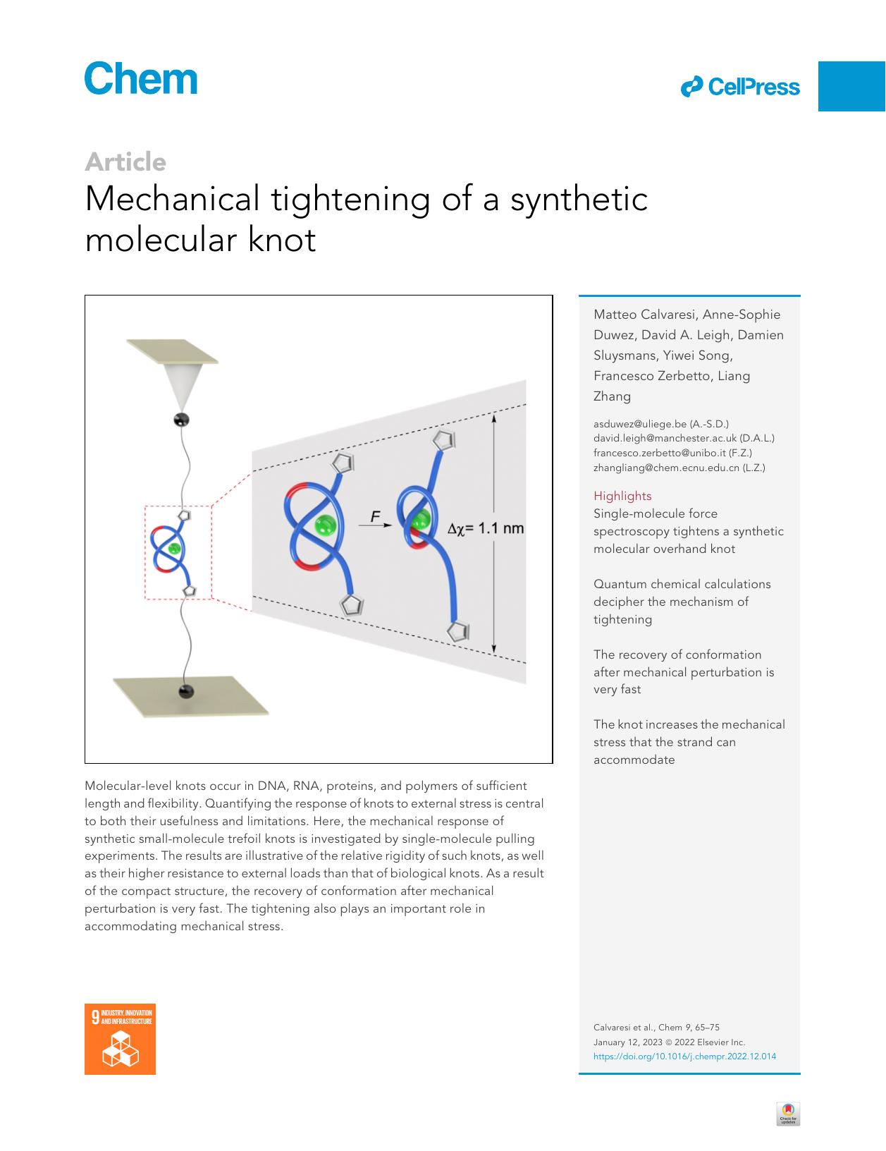 Mechanical tightening of a synthetic molecular knot by unknow