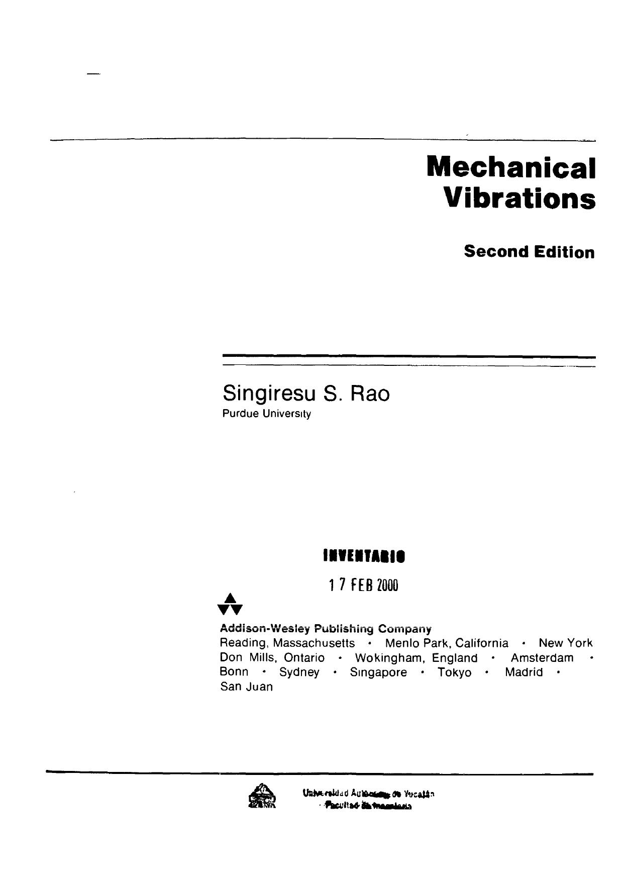 Mechanical vibrations by S. S. Rao