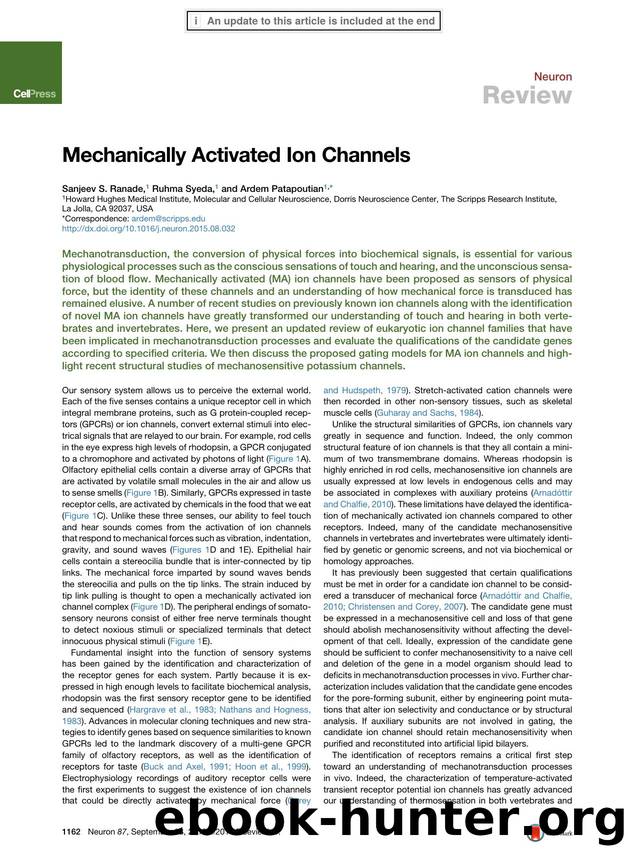 Mechanically Activated Ion Channels by Sanjeev S. Ranade & Ruhma Syeda & Ardem Patapoutian
