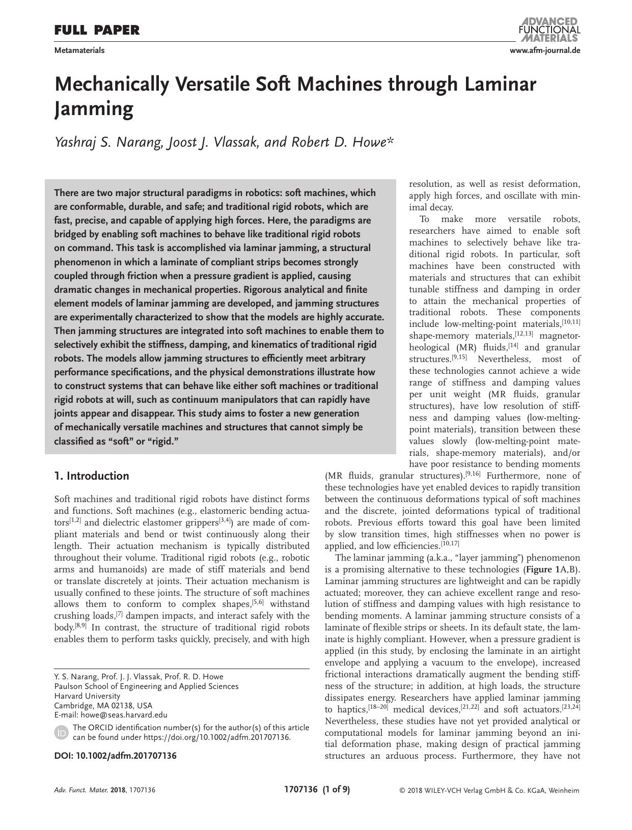 Mechanically Versatile Soft Machines through Laminar Jamming by Unknown