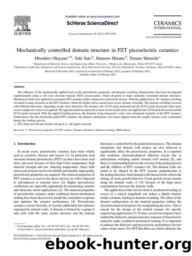 Mechanically controlled domain structure in PZT piezoelectric ceramics by Mitsuhiro Okayasu