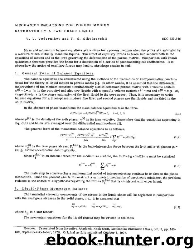Mechanics equations for poeous medium saturated by a two-phase liquid by Unknown