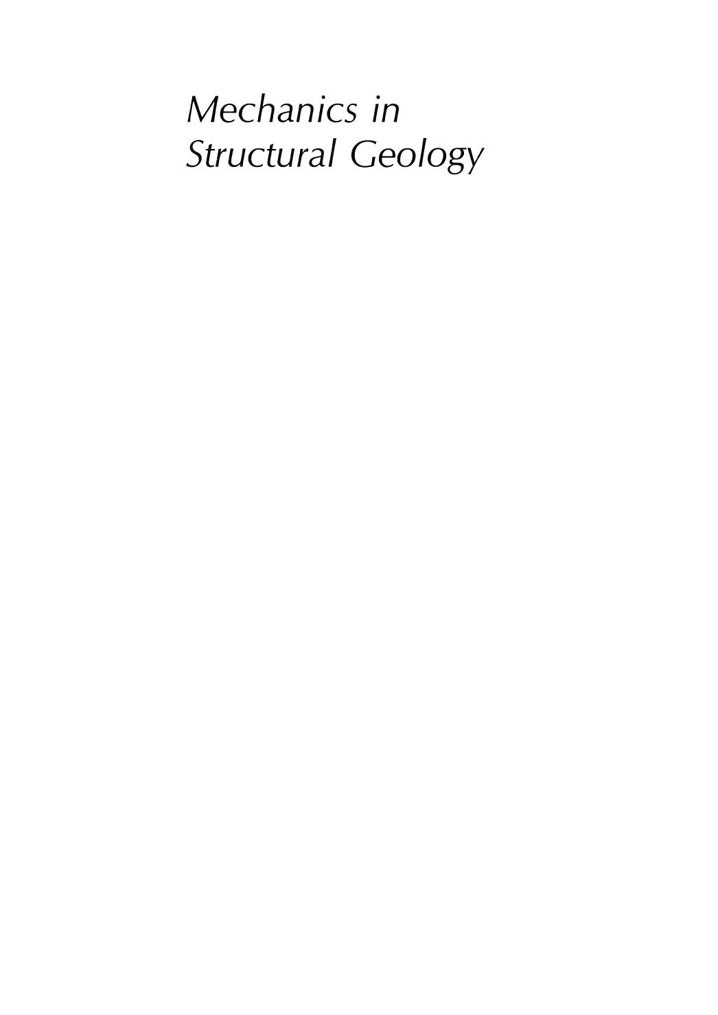 Mechanics in Structural Geology by Brian Bayly (auth.)