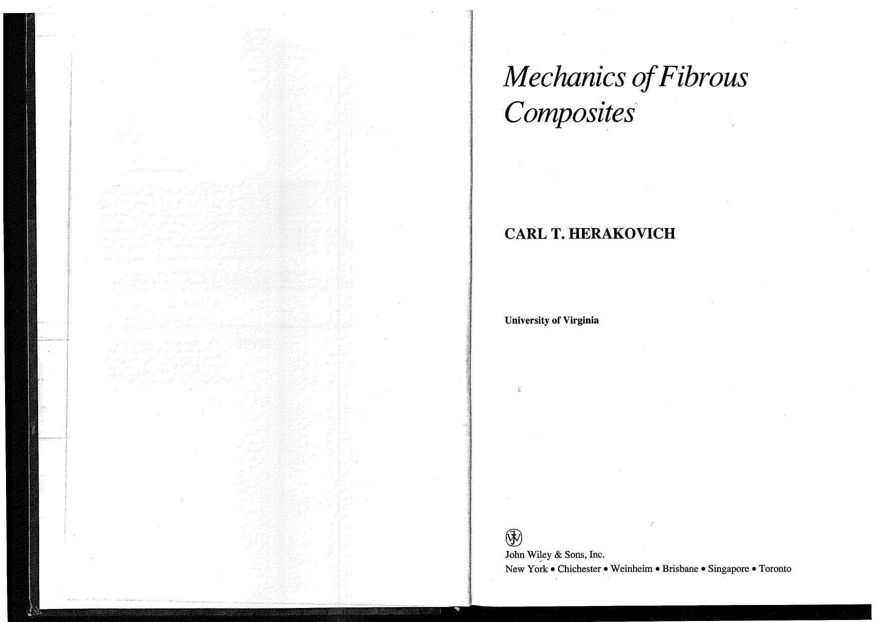 Mechanics of Fibrous Composites by Carl T. Herakovich