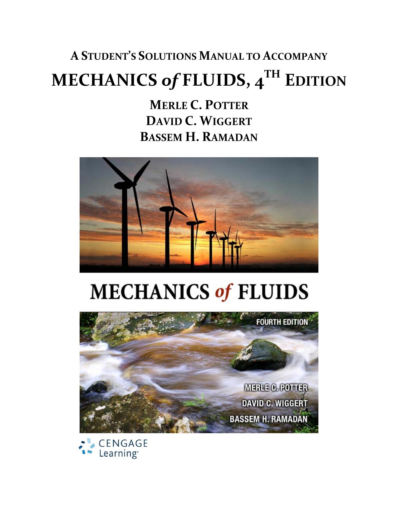 Mechanics of Fluids, Student Solutions Manual by Merle C. Potter David C. Wiggert Bassem H. Ramadan