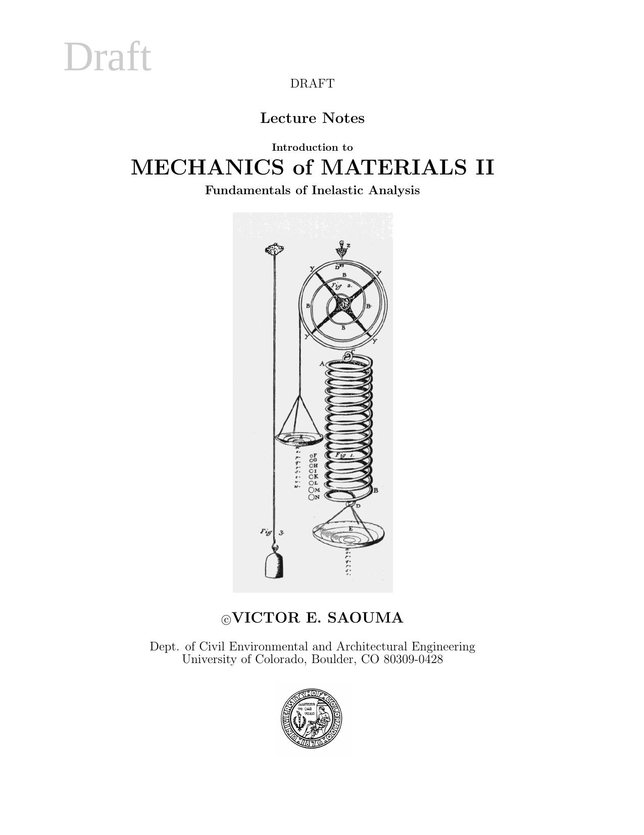 Mechanics of Materials by Victor E Saouma