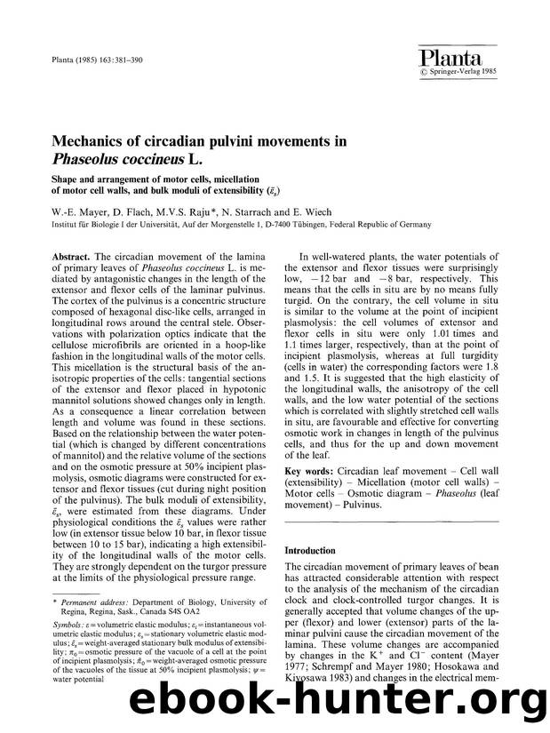Mechanics of circadian pulvini movements in <Emphasis Type="Italic">Phaseolus coccineus<Emphasis> L. by Unknown