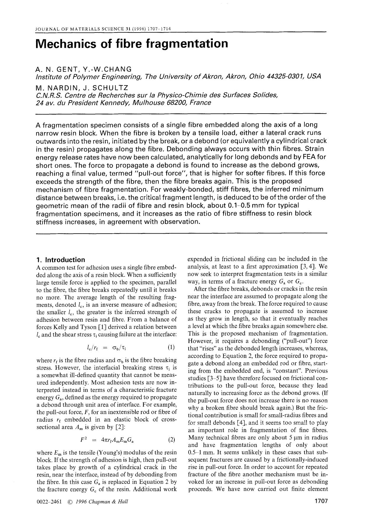 Mechanics of fibre fragmentation by Unknown