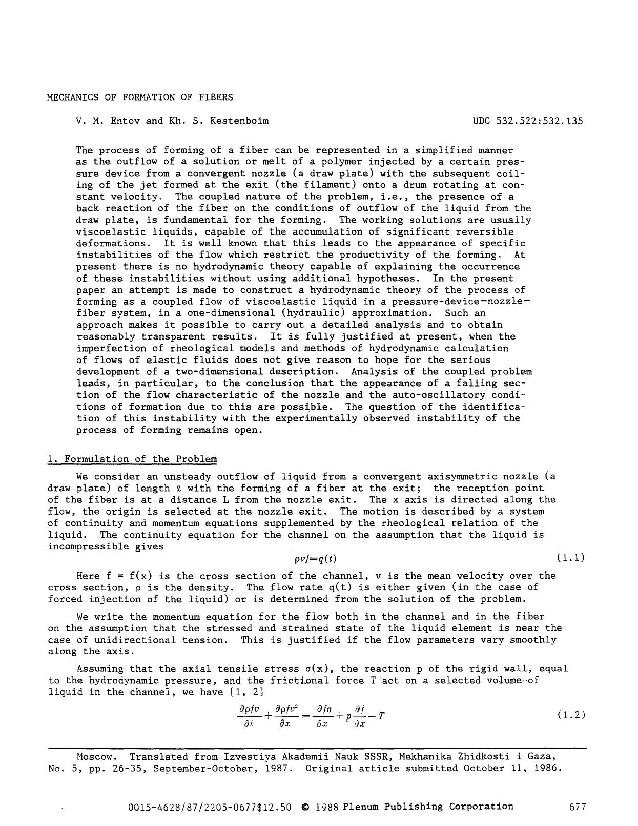 Mechanics of formation of fibers by Unknown