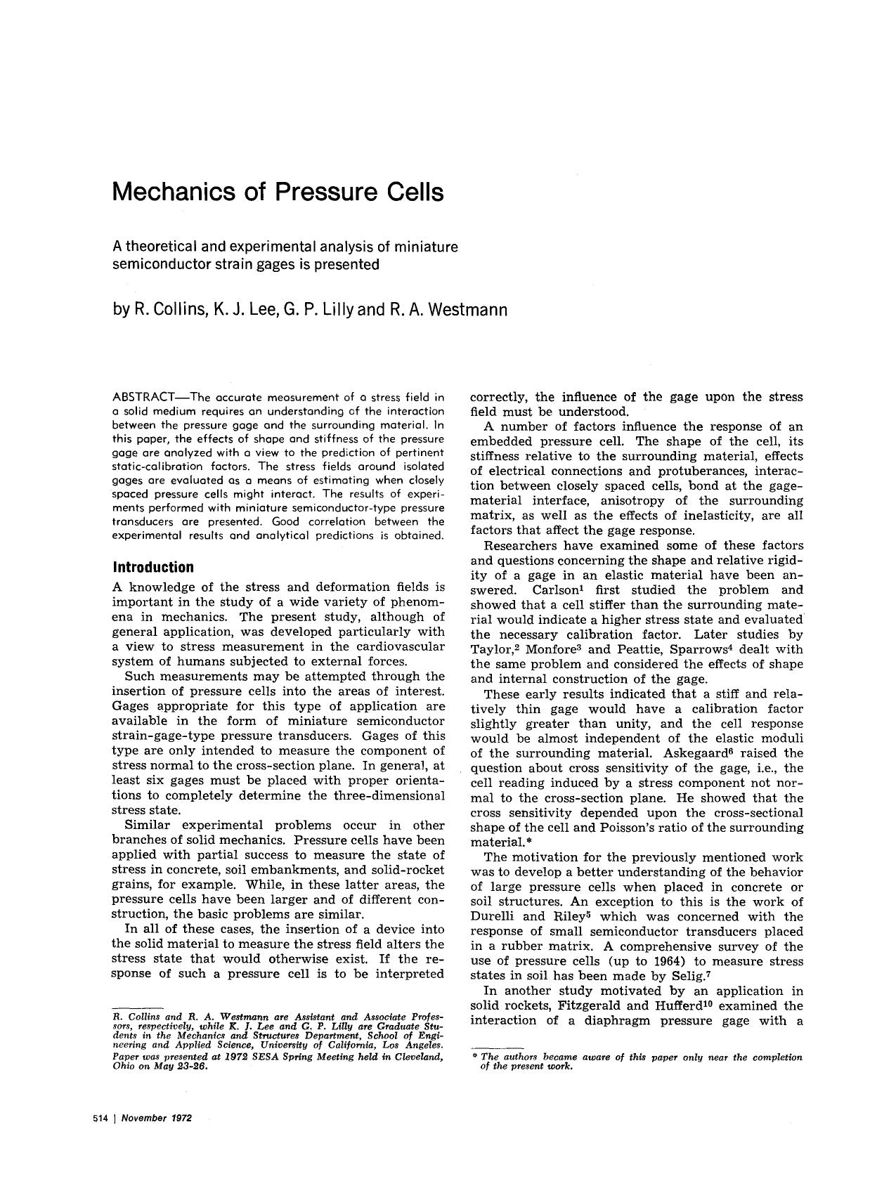 Mechanics of pressure cells by Unknown