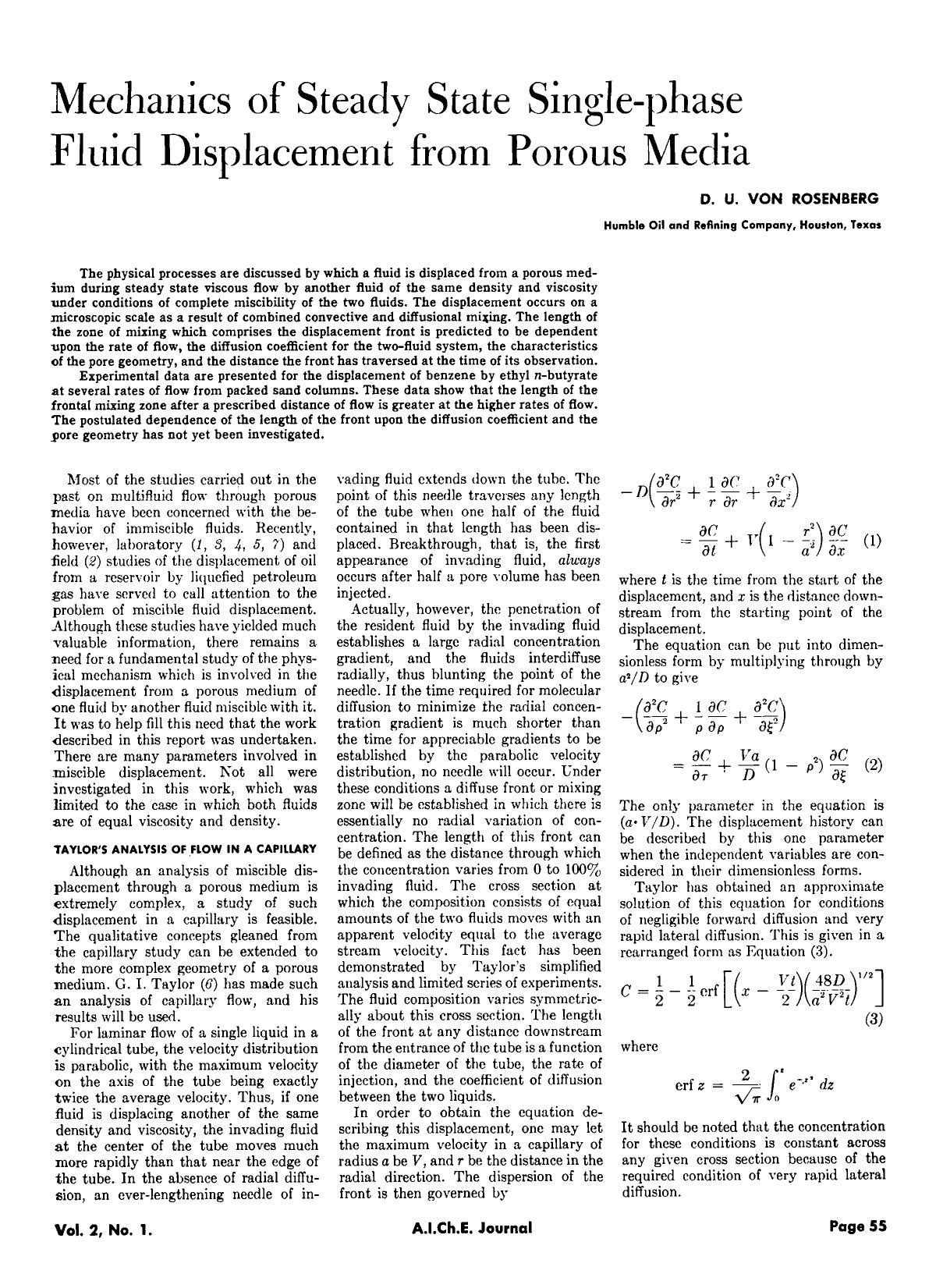 Mechanics of steady state single-phase fluid displacement from porous media by Unknown