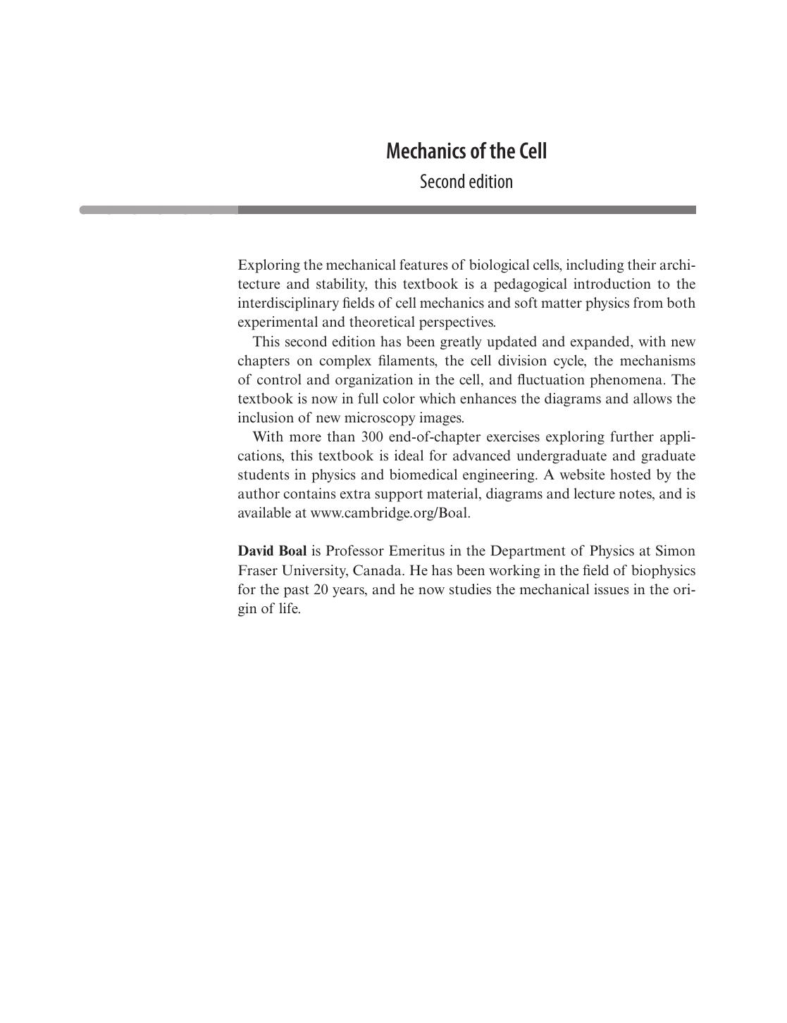 Mechanics of the Cell by David Boal