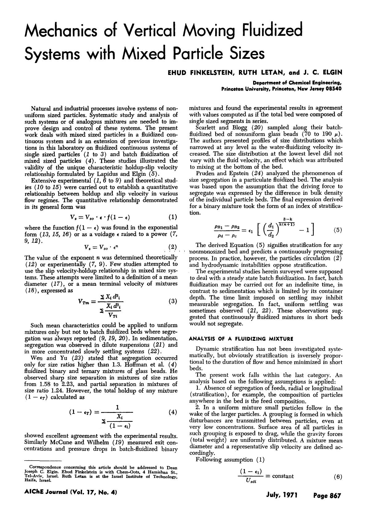 Mechanics of vertical moving fluidized systems with mixed particle sizes by Unknown