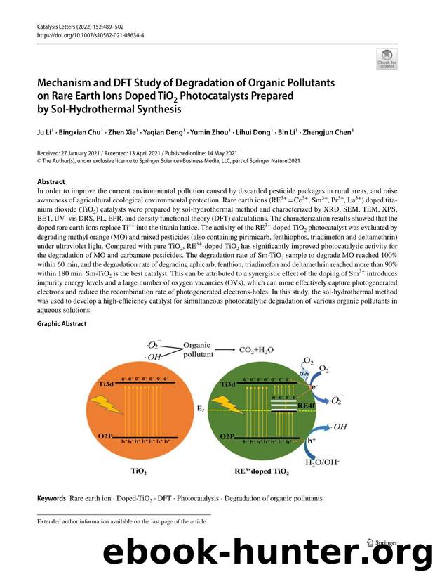 Mechanism and DFT Study of Degradation of Organic Pollutants on Rare Earth Ions Doped TiO2 Photocatalysts Prepared by Sol-Hydrothermal Synthesis by unknow
