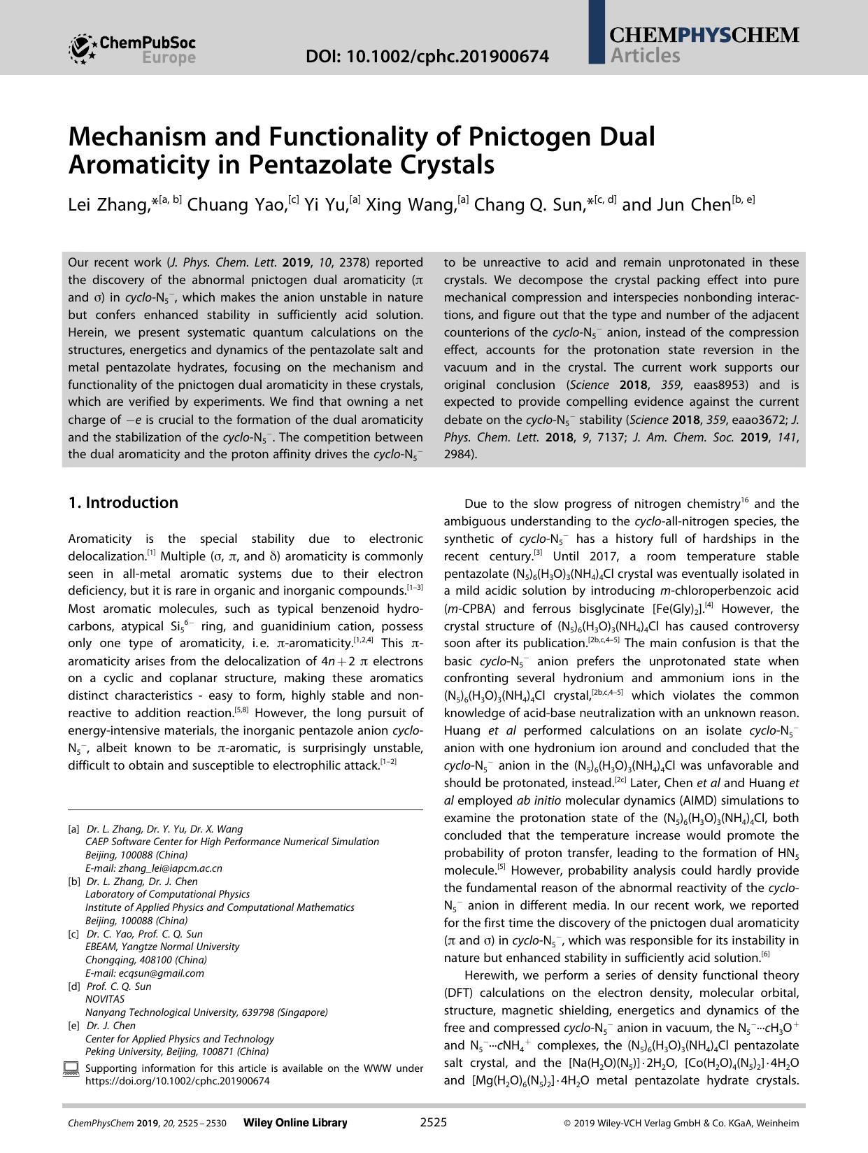 Mechanism and Functionality of Pnictogen Dual Aromaticity in Pentazolate Crystals by Unknown