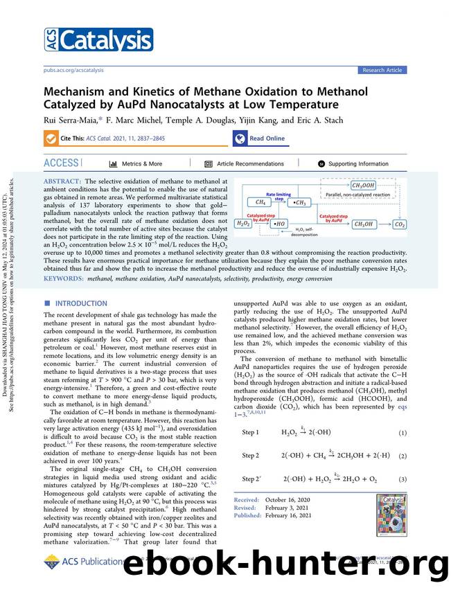 Mechanism and Kinetics of Methane Oxidation to Methanol Catalyzed by AuPd Nanocatalysts at Low Temperature by Rui Serra-Maia F. Marc Michel Temple A. Douglas Yijin Kang & Eric A. Stach