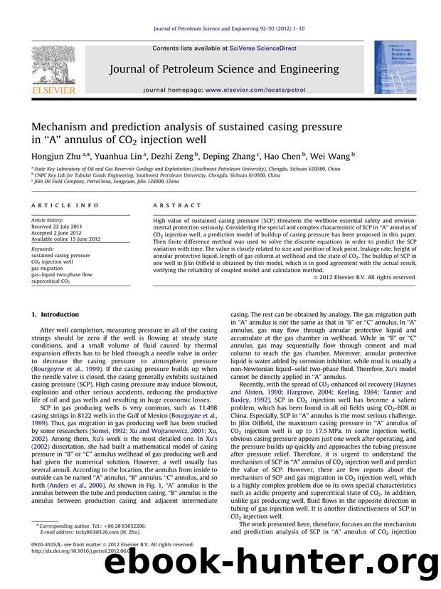 Mechanism and prediction analysis of sustained casing pressure in âAâ annulus of CO2 injection well by Hongjun Zhu & Yuanhua Lin & Dezhi Zeng & Deping Zhang & Hao Chen & Wei Wang