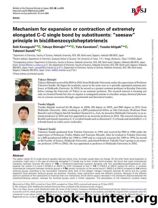 Mechanism for expansion or contraction of extremely elongated CâC single bond by substituents: âseesawâ principle in bis(dibenzocycloheptatriene)s by Soki Kawaguchi & Takuya Shimajiri & Yuta Kawakami & Yusuke Ishigaki & Takanori Suzuki