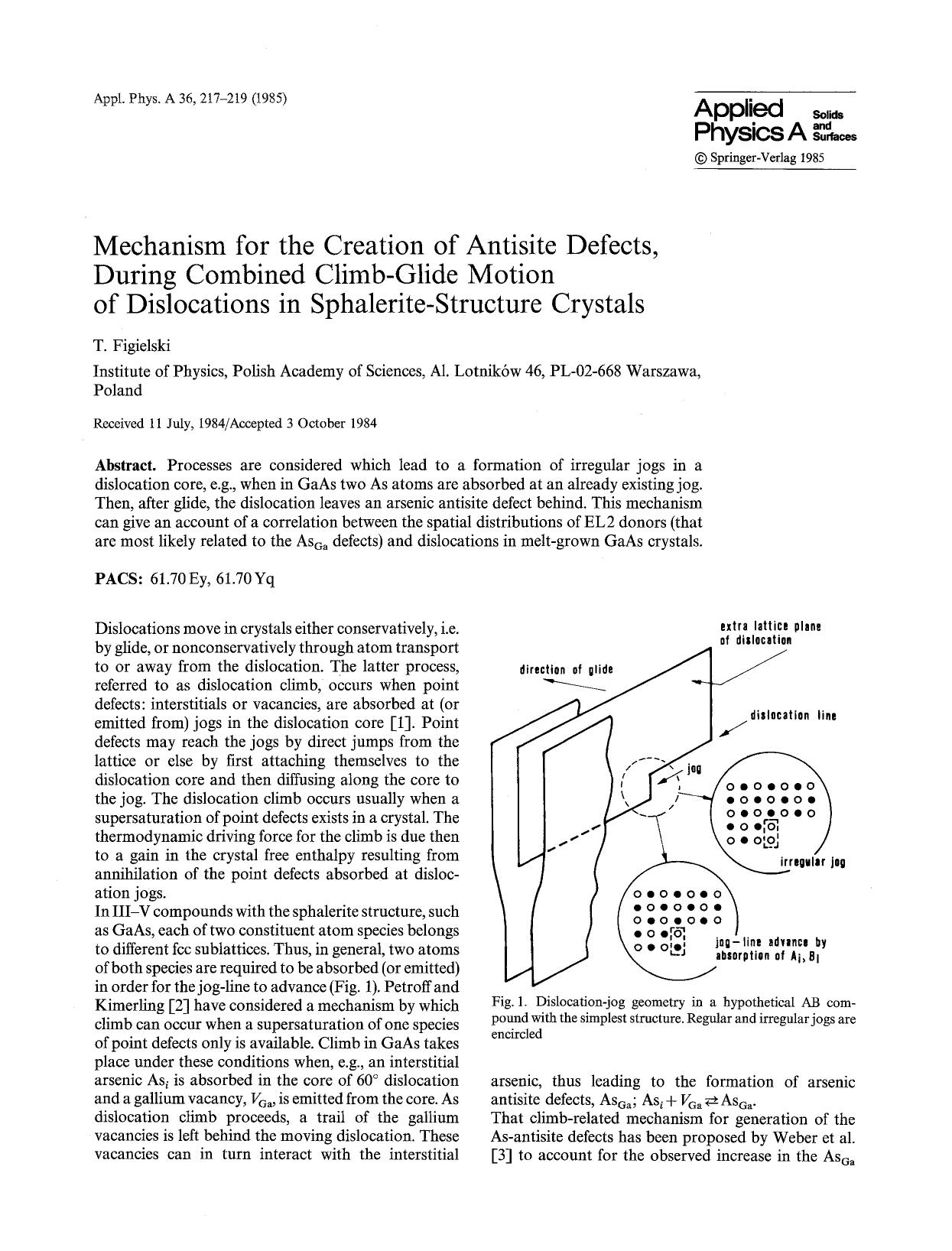 Mechanism for the creation of antisite defects, during combined climb-glide motion of dislocations in sphalerite-structure crystals by Unknown