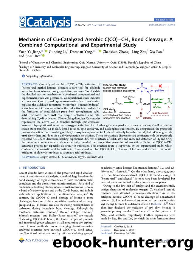 Mechanism of Cu-Catalyzed Aerobic C(CO)âCH3 Bond Cleavage: A Combined Computational and Experimental Study by Yuan-Ye Jiang Guoqing Li Daoshan Yang Zhaoshun Zhang Ling Zhu Xia Fan and Siwei Bi