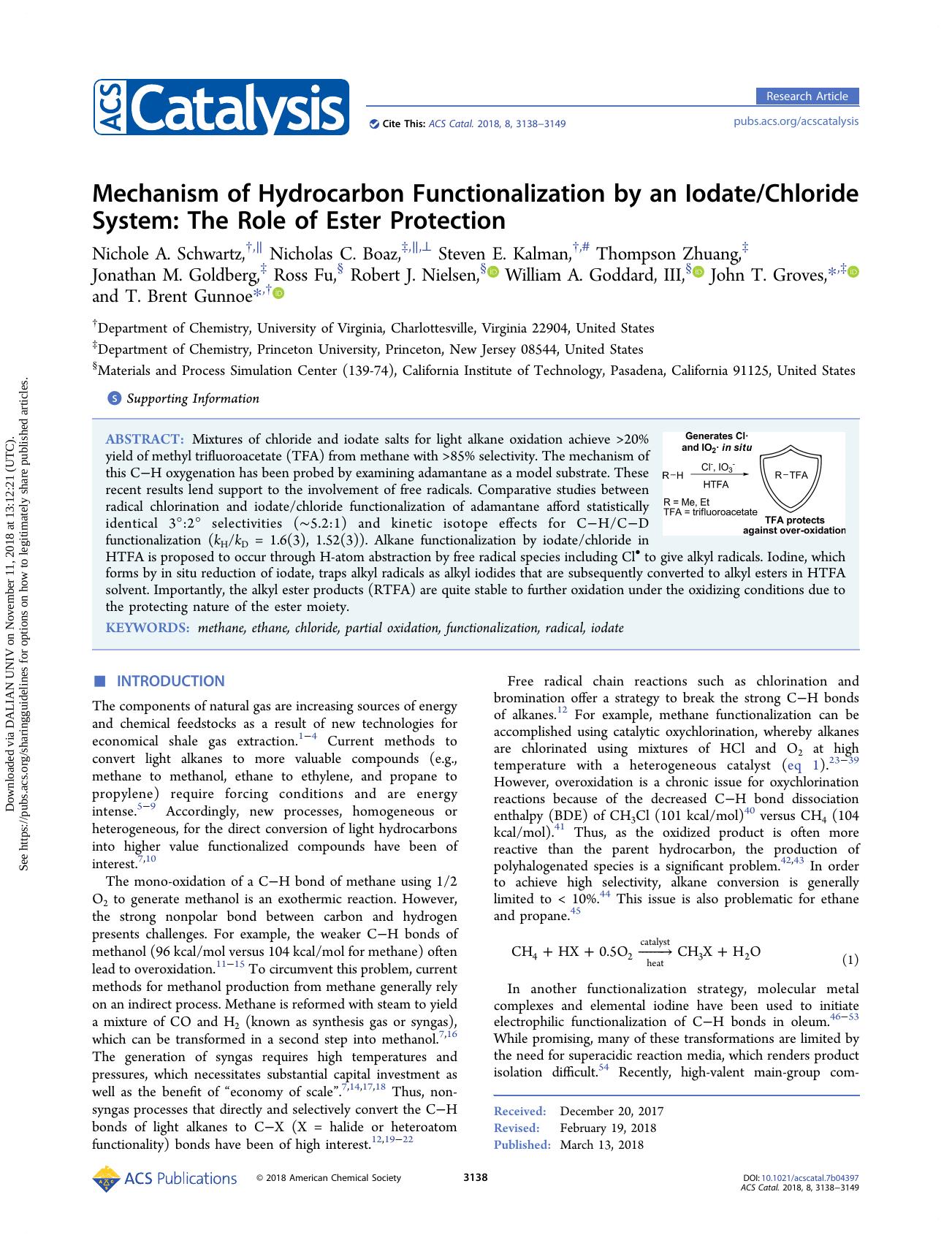 Mechanism of Hydrocarbon Functionalization by an IodateChloride System: The Role of Ester Protection by unknow