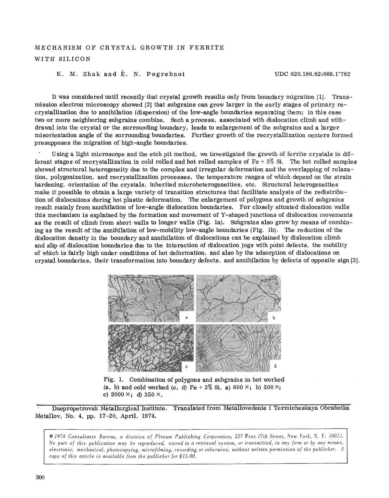 Mechanism of crystal growth in ferrite with silicon by Unknown