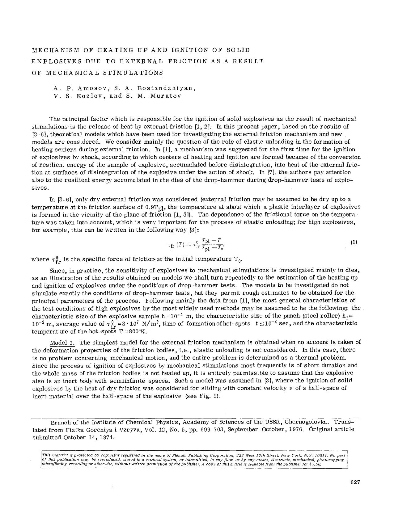 Mechanism of heating up and ignition of solid explosives due to external friction as a result of mechanical stimulations by Unknown
