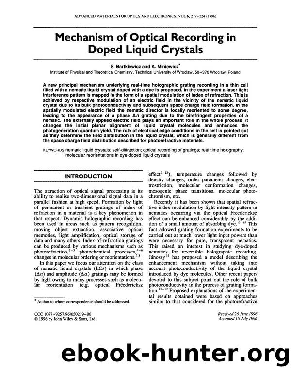 Mechanism of optical recording in doped liquid crystals by Unknown