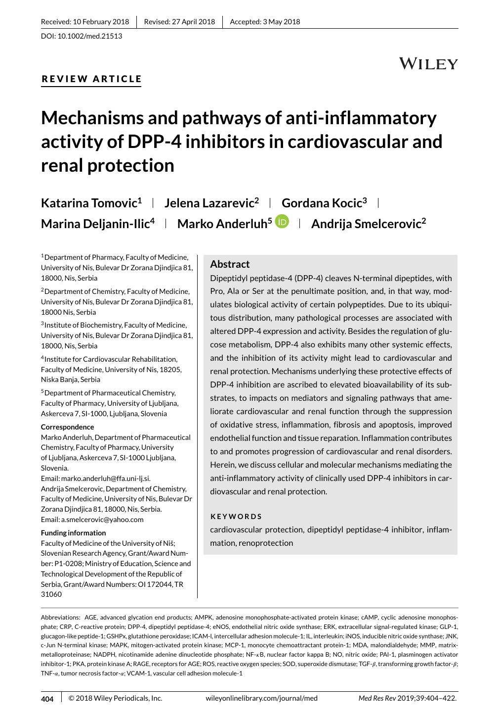 Mechanisms and pathways of anti-inflammatory activity of DPP-4 inhibitors in cardiovascular and renal protection by Unknown