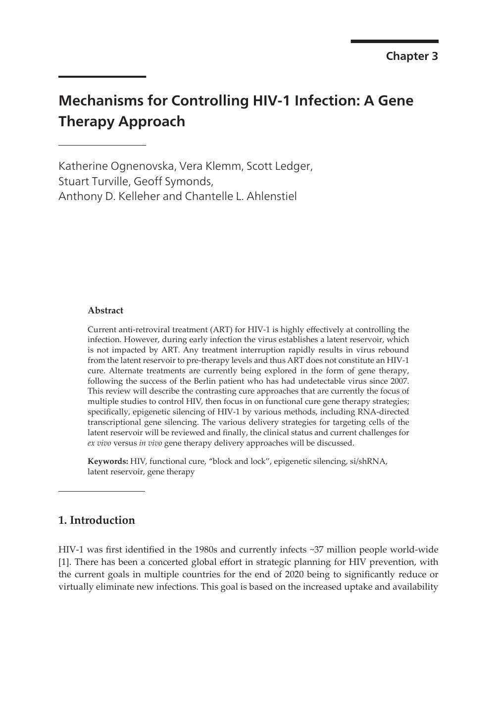Mechanisms for Controlling HIV-1 Infection: A Gene Therapy Approach by unknow
