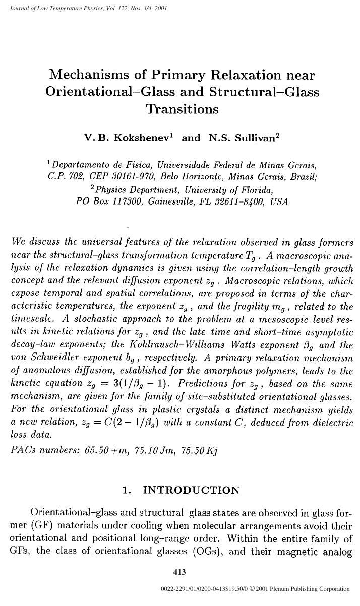 Mechanisms of Primary Relaxation near Orientational-Glass and Structural-Glass Transitions by Unknown
