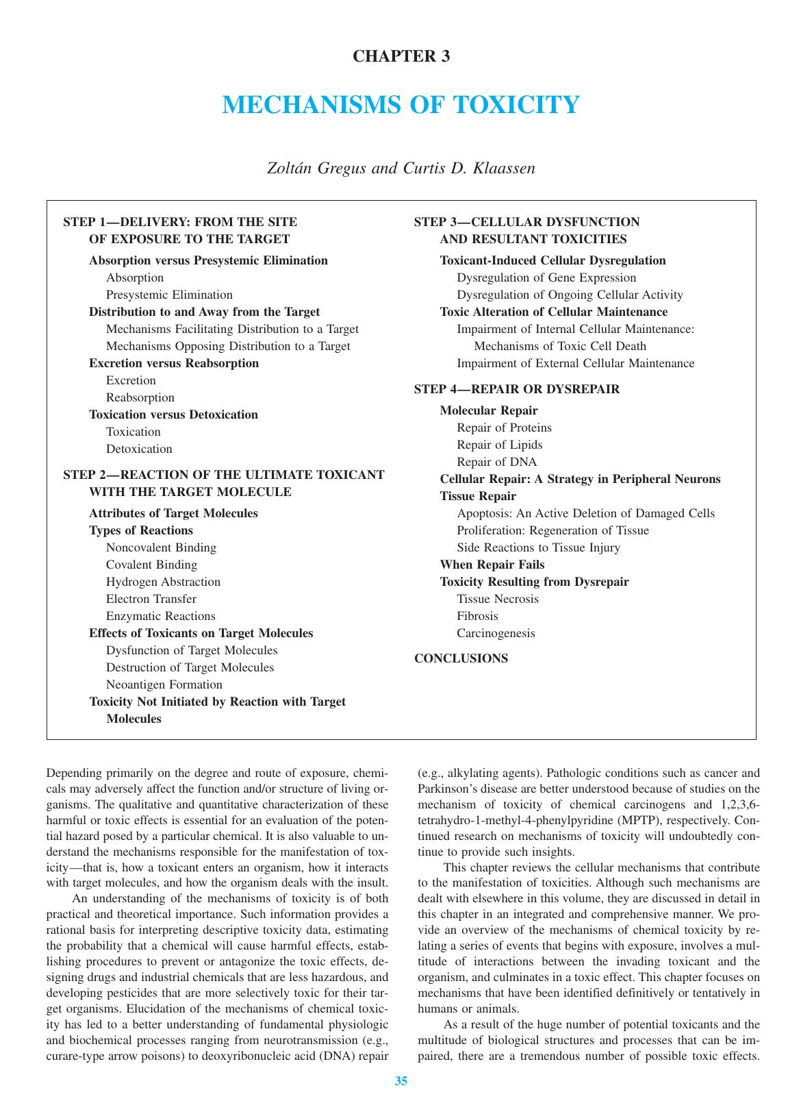 Mechanisms of Toxicity by Unknown