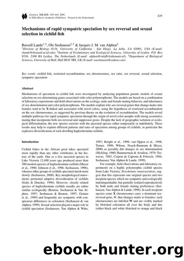 Mechanisms of rapid sympatric speciation by sex reversal and sexual selection in cichlid fish by Unknown