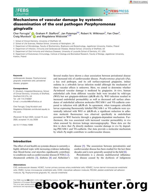 Mechanisms of vascular damage by systemic dissemination of the oral pathogen Porphyromonas gingivalis by Unknown