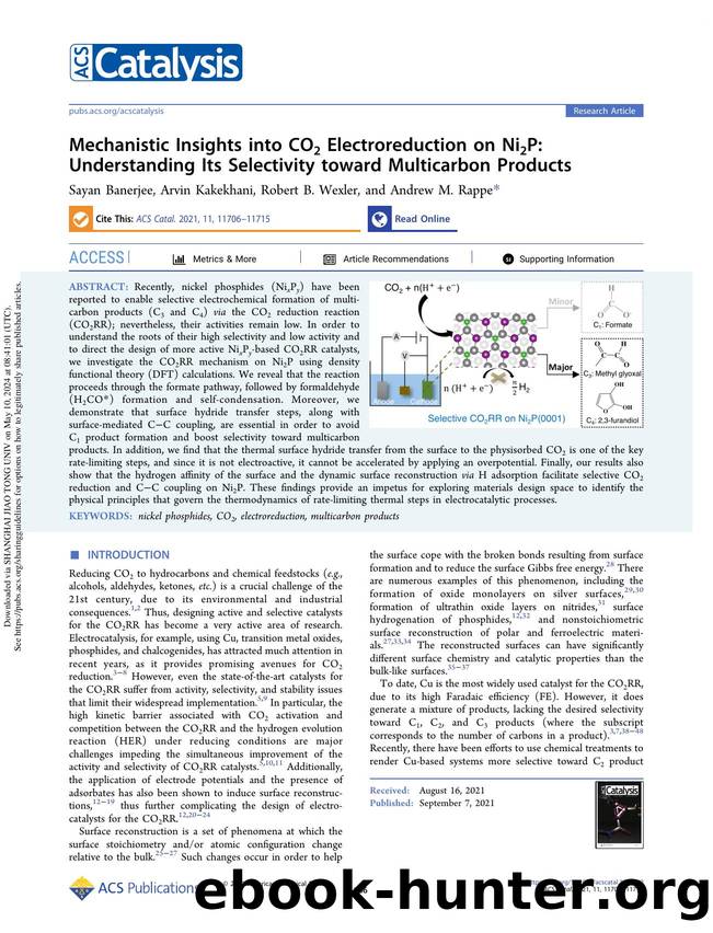 Mechanistic Insights into CO2 Electroreduction on Ni2P: Understanding Its Selectivity toward Multicarbon Products by Sayan Banerjee Arvin Kakekhani Robert B. Wexler & Andrew M. Rappe