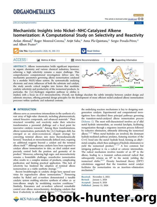 Mechanistic Insights into NickelâNHC-Catalyzed Alkene Isomerization: A Computational Study on Selectivity and Reactivity by unknow