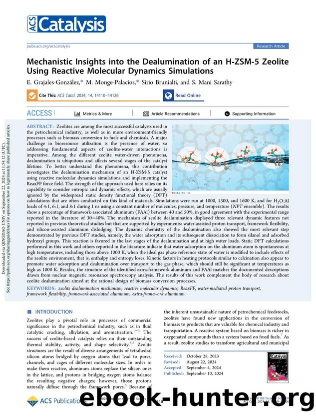 Mechanistic Insights into the Dealumination of an H-ZSM-5 Zeolite Using Reactive Molecular Dynamics Simulations by E. Grajales-González M. Monge-Palacios Sirio Brunialti & S. Mani Sarathy