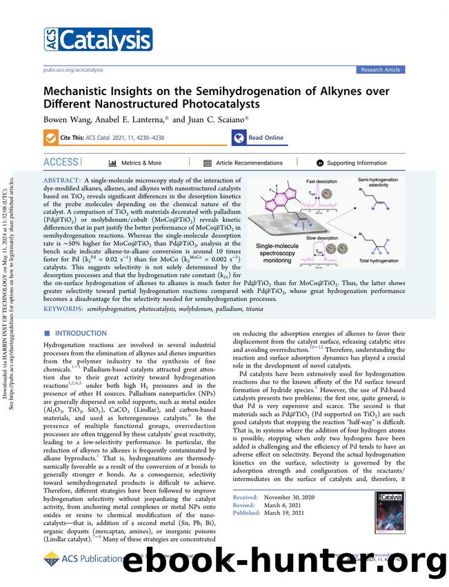 Mechanistic Insights on the Semihydrogenation of Alkynes over Different Nanostructured Photocatalysts by Bowen Wang Anabel E. Lanterna & Juan C. Scaiano