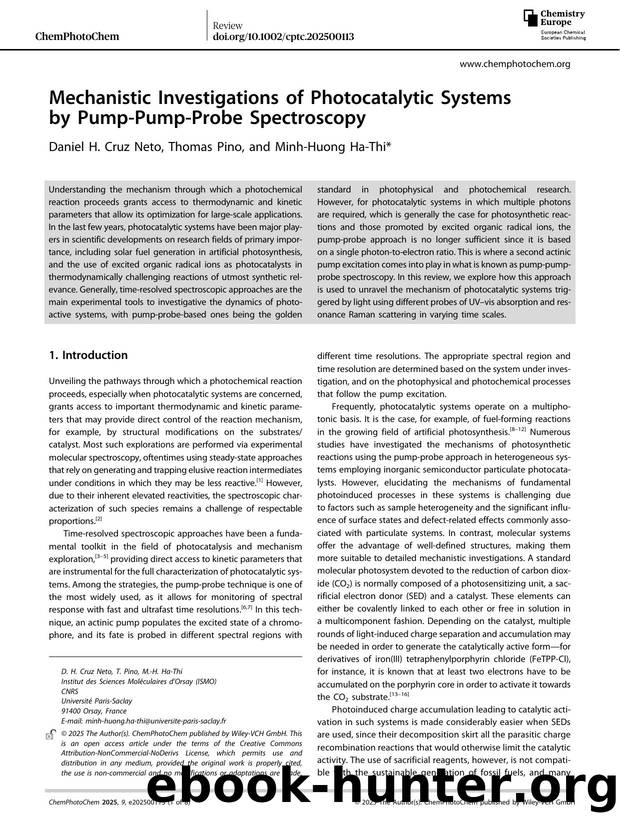 Mechanistic Investigations of Photocatalytic Systems by PumpâPumpâProbe Spectroscopy by Daniel H. Cruz Neto & Thomas Pino & Minh‐Huong Ha‐Thi